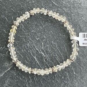 Elegant Sterling Silver 925 and Citrine faceted Beaded Bracelet 6.25”